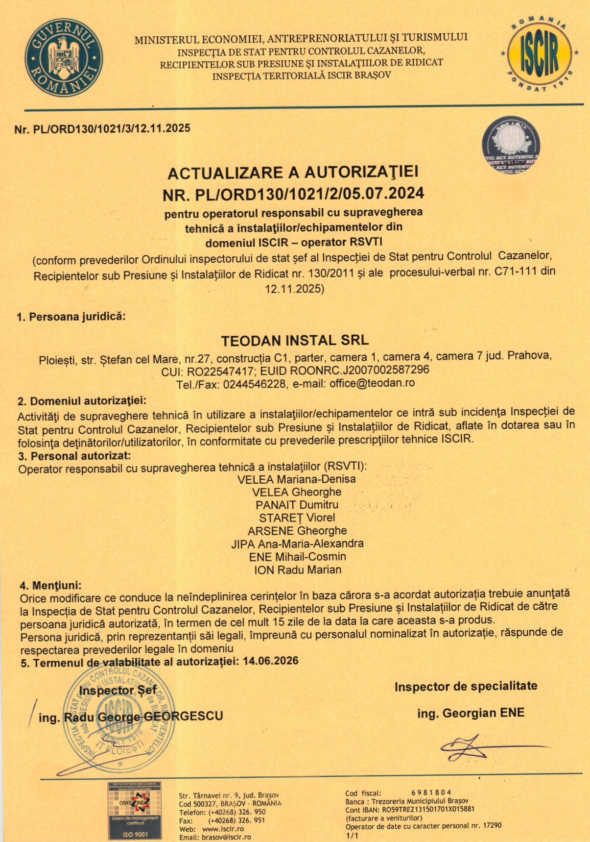 Autorizatie RSVTI 2025