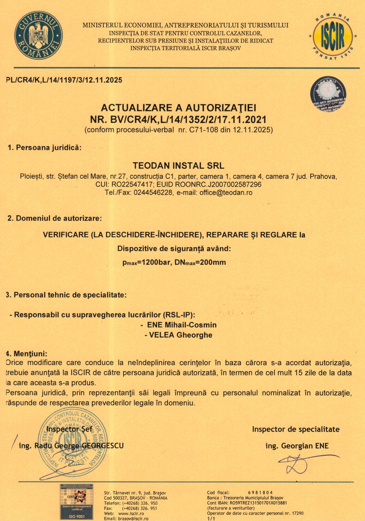 Autorizatie supape C7 2025