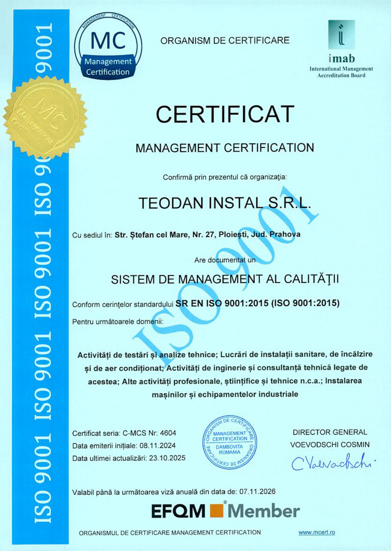 TEODAN INSTAL ISO 9001